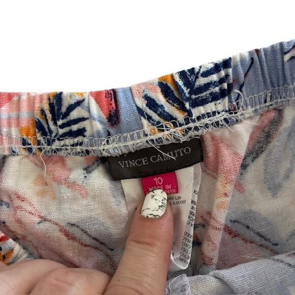 Vince Camuto Girls Tropical Print Two Piece Outfit Size 10 Linen Blend - Picture 5 of 6